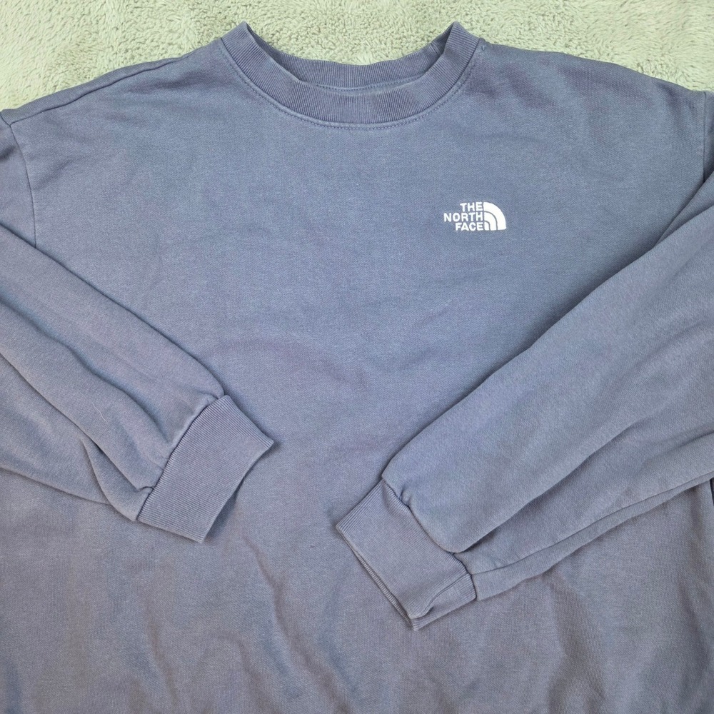 The North Face Sweatshirt Womens XS Circular Design Logo Fleece Pullover Blue